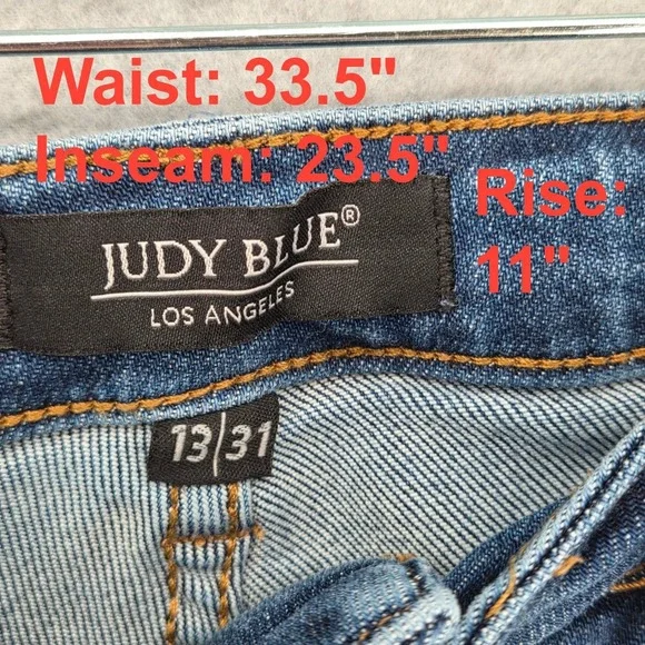 Judy Blue Women 13/ 31 Kick Boot Jeans Medium Wash Frayed Hem Denim Stretch - Picture 3 of 5